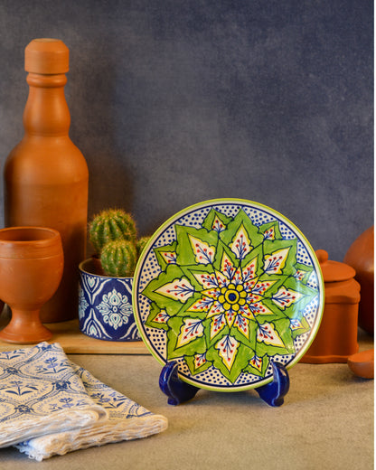 Ceramic Decorative Plate with Stand | Tabletop Display Plate for Home Décor-7 inch Plate