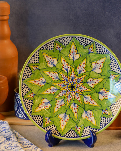 Ceramic Decorative Plate with Stand | Tabletop Display Plate for Home Décor-10 inch Plate