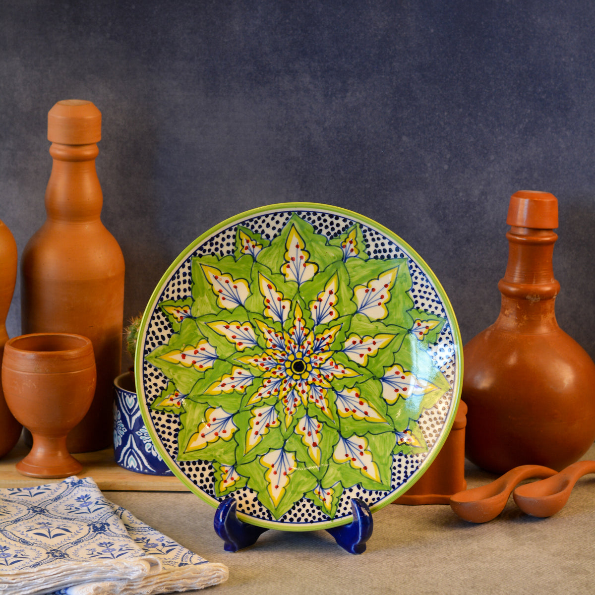 Ceramic Decorative Plate with Stand | Tabletop Display Plate for Home Décor-10 inch Plate