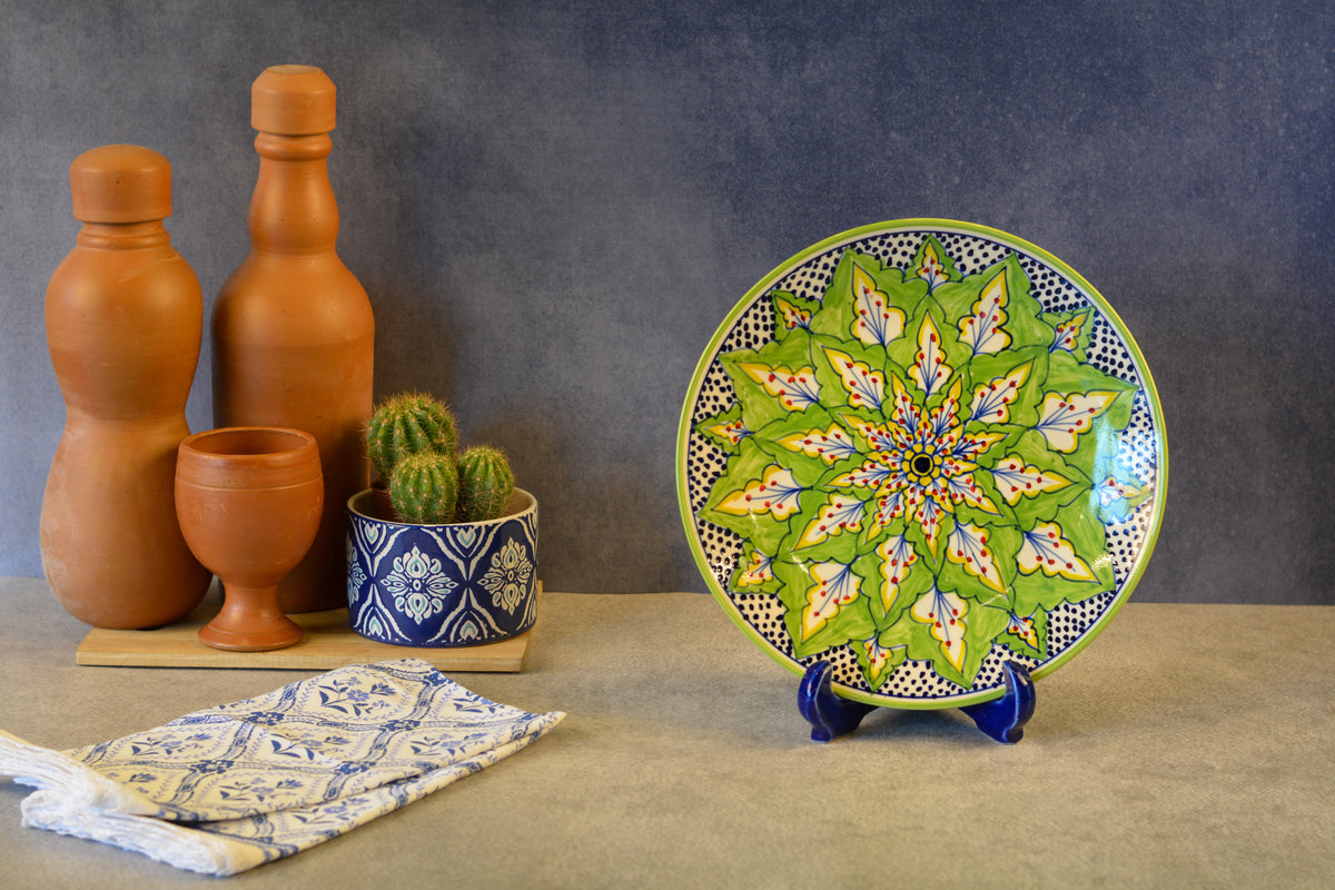 Ceramic Decorative Plate with Stand | Tabletop Display Plate for Home Décor-10 inch Plate