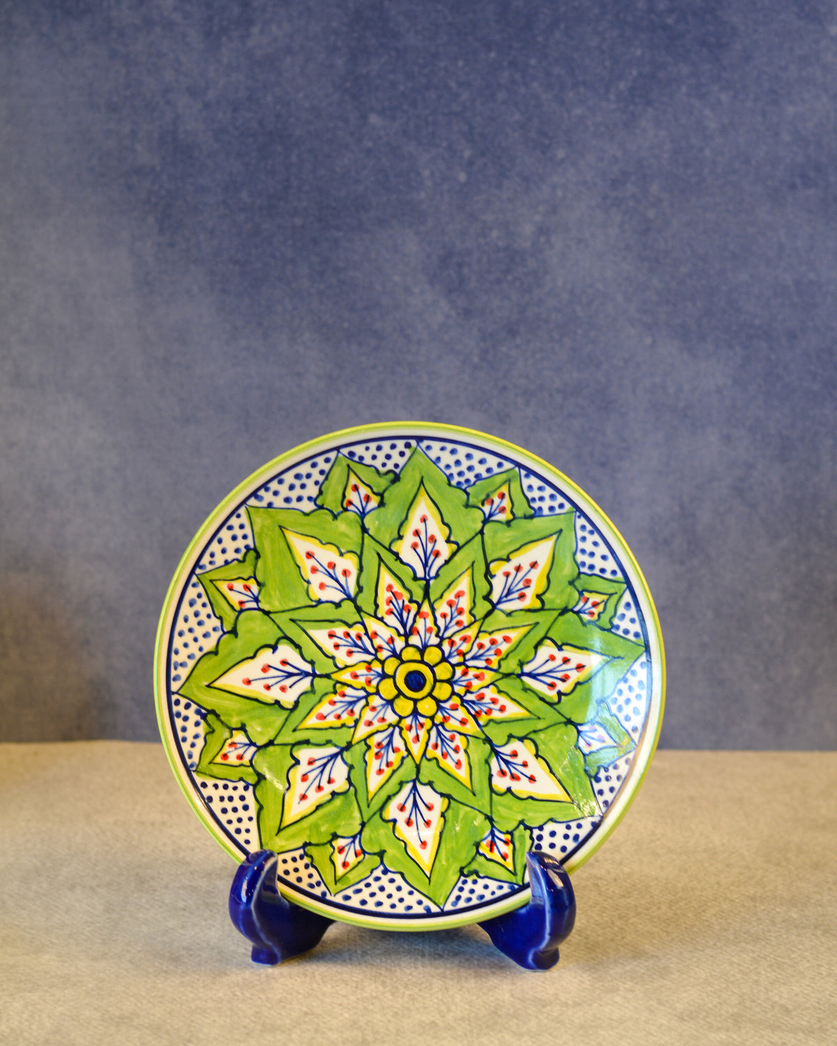 Ceramic Decorative Plate with Stand | Tabletop Display Plate for Home Décor-7 inch Plate