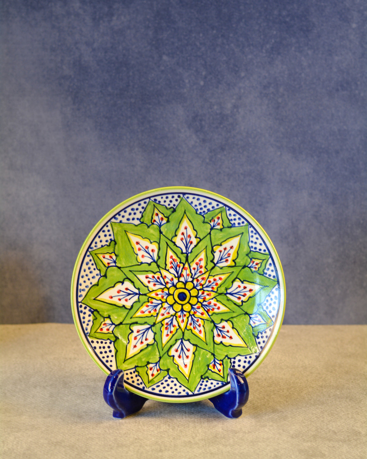Ceramic Decorative Plate with Stand | Tabletop Display Plate for Home Décor-7 inch Plate