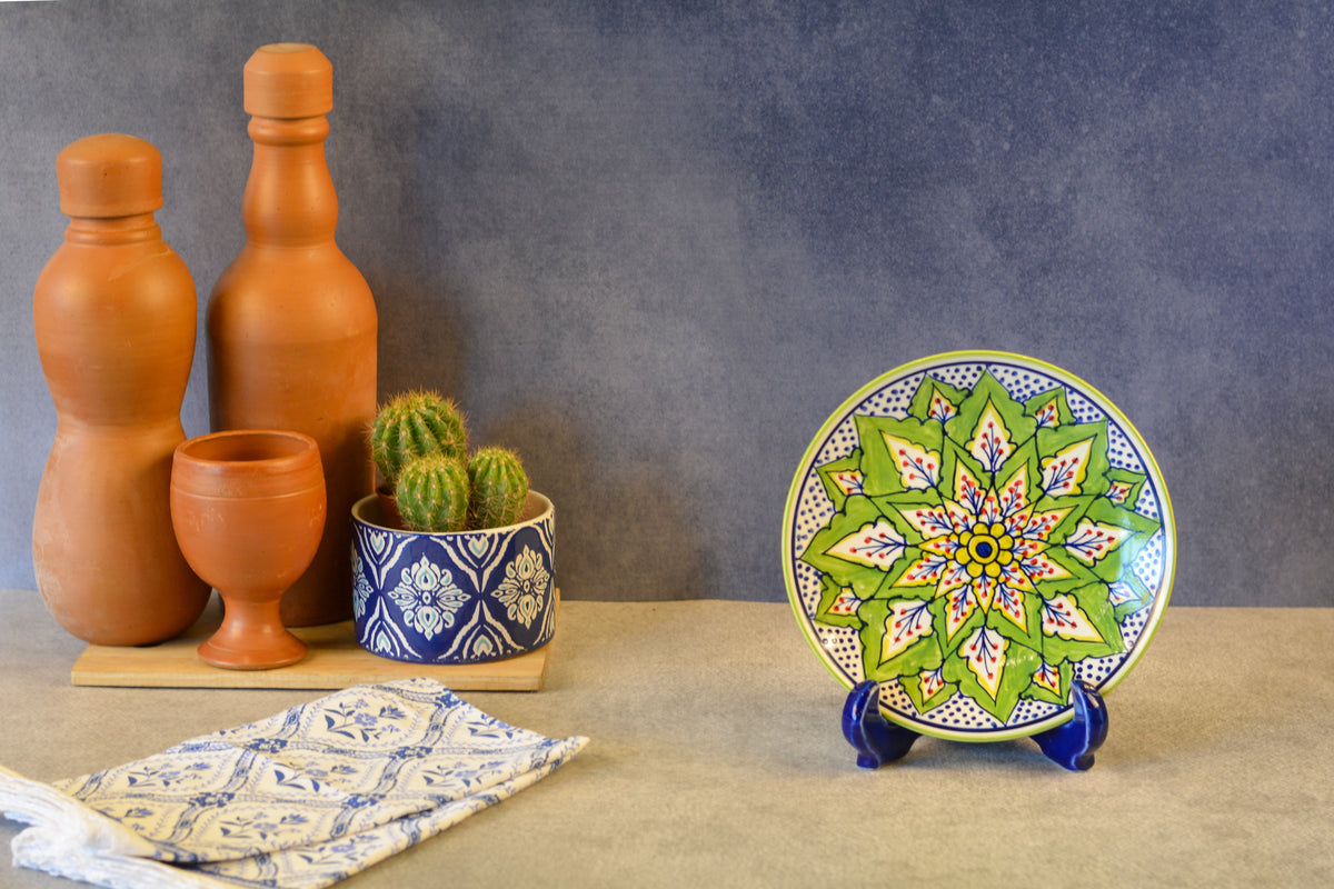 Ceramic Decorative Plate with Stand | Tabletop Display Plate for Home Décor-7 inch Plate