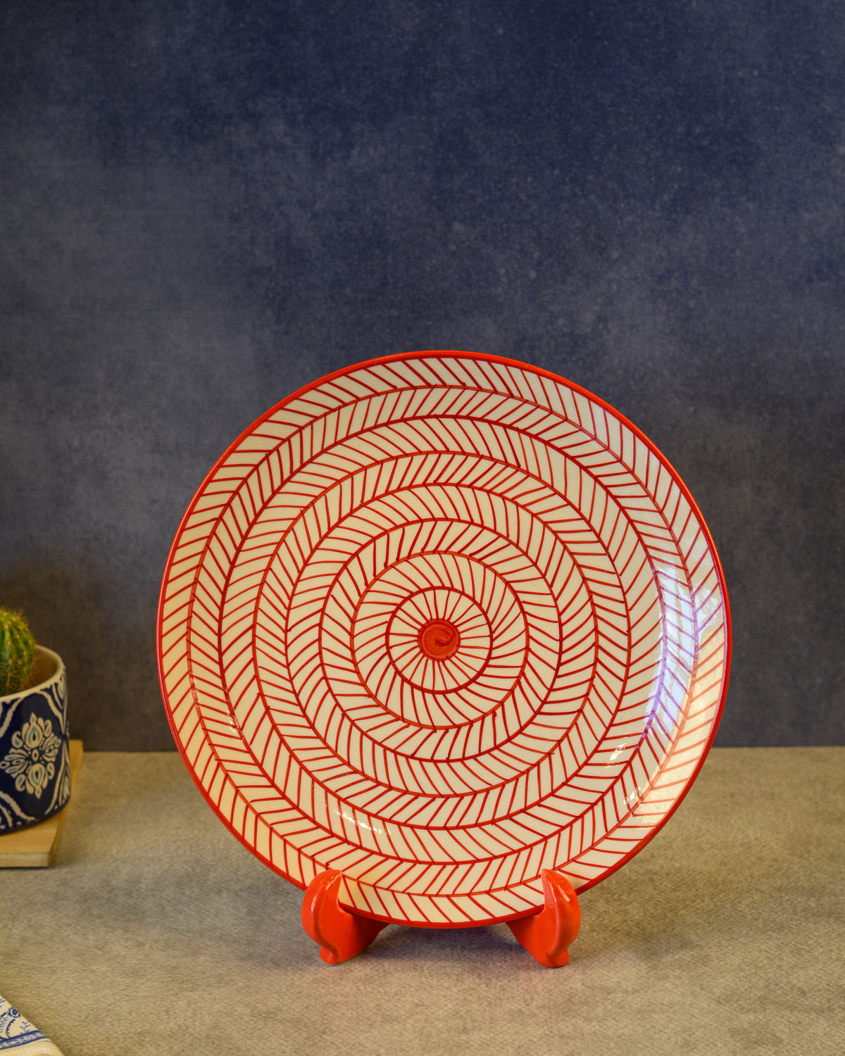 Ceramic Decorative Plate with Stand | Tabletop Display Plate for Home Décor-10 inch Plate