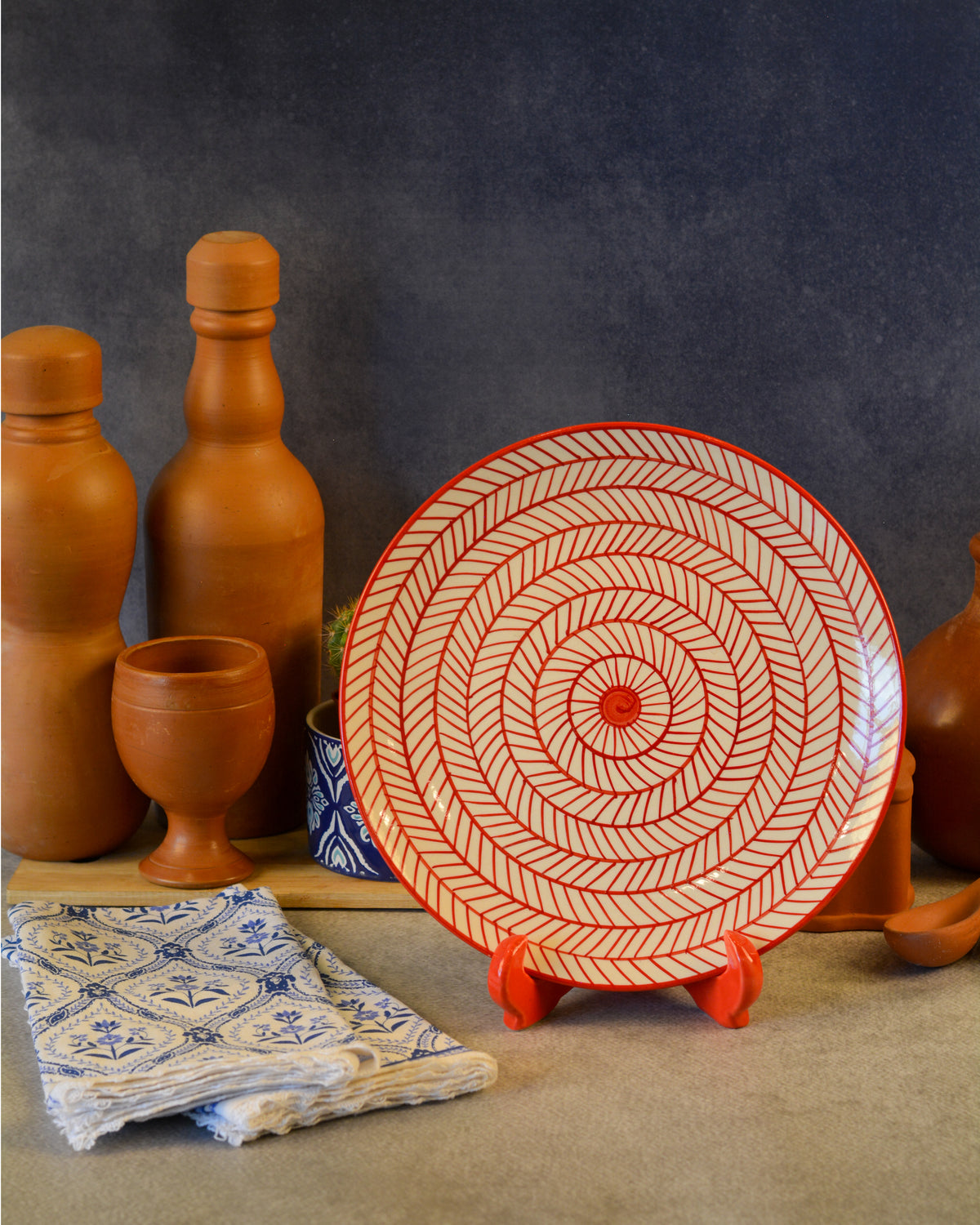 Ceramic Decorative Plate with Stand | Tabletop Display Plate for Home Décor-7 inch Plate