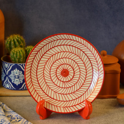 Ceramic Decorative Plate with Stand | Tabletop Display Plate for Home Décor-7 inch Plate