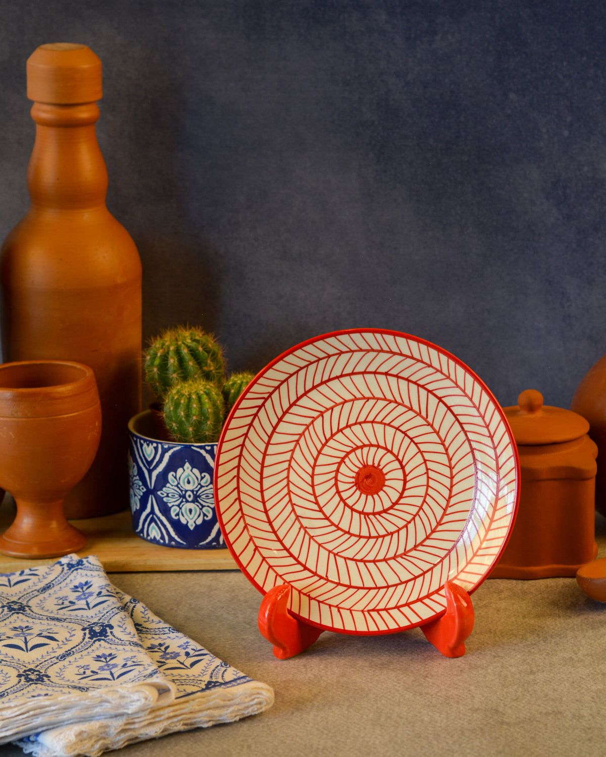Ceramic Decorative Plate with Stand | Tabletop Display Plate for Home Décor-7 inch Plate