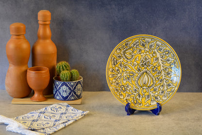 Ceramic Decorative Plate with Stand | Tabletop Display Plate for Home Décor-10 inch Plate