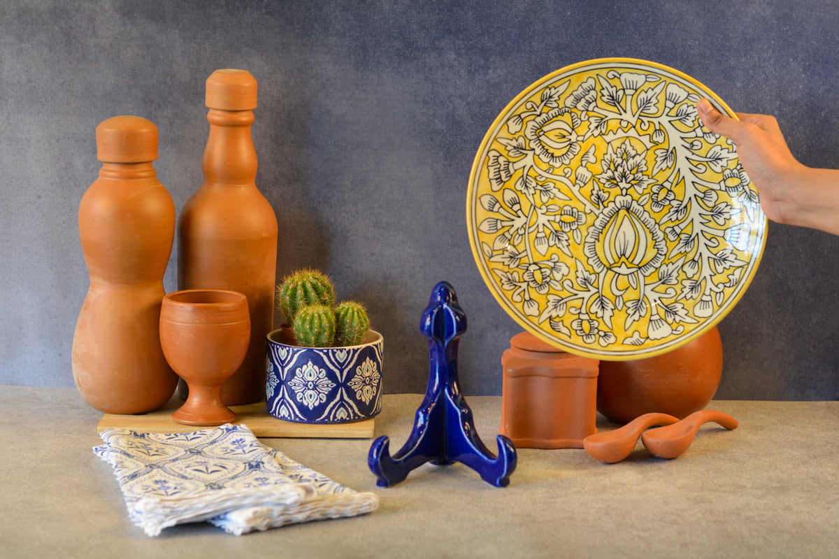 Ceramic Decorative Plate with Stand | Tabletop Display Plate for Home Décor-10 inch Plate