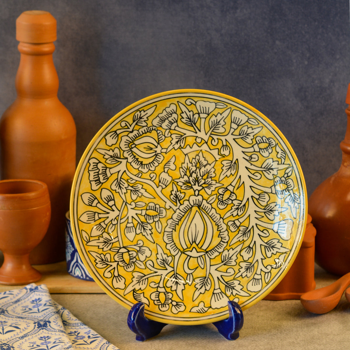 Ceramic Decorative Plate with Stand | Tabletop Display Plate for Home Décor-10 inch Plate