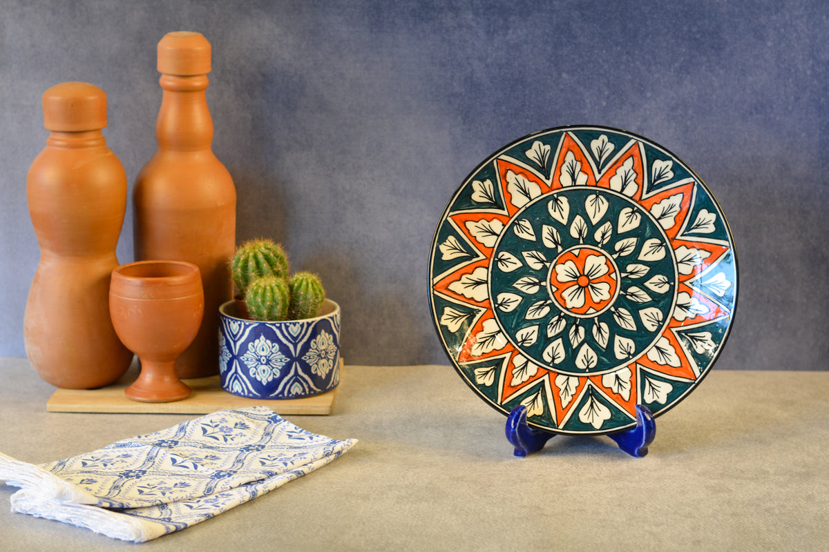 Ceramic Decorative Plate with Stand | Tabletop Display Plate for Home Décor-10 inch Plate