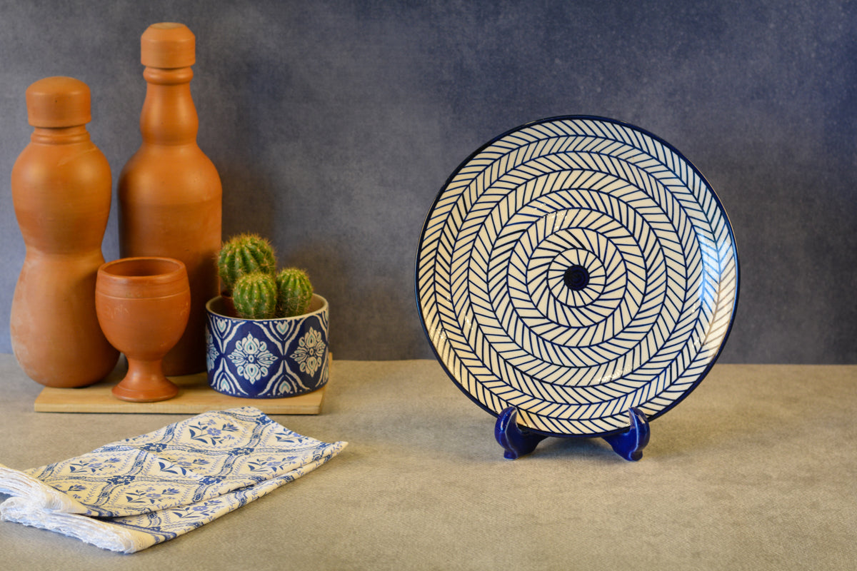 Ceramic Decorative Plate with Stand | Tabletop Display Plate for Home Décor-10 inch Plate