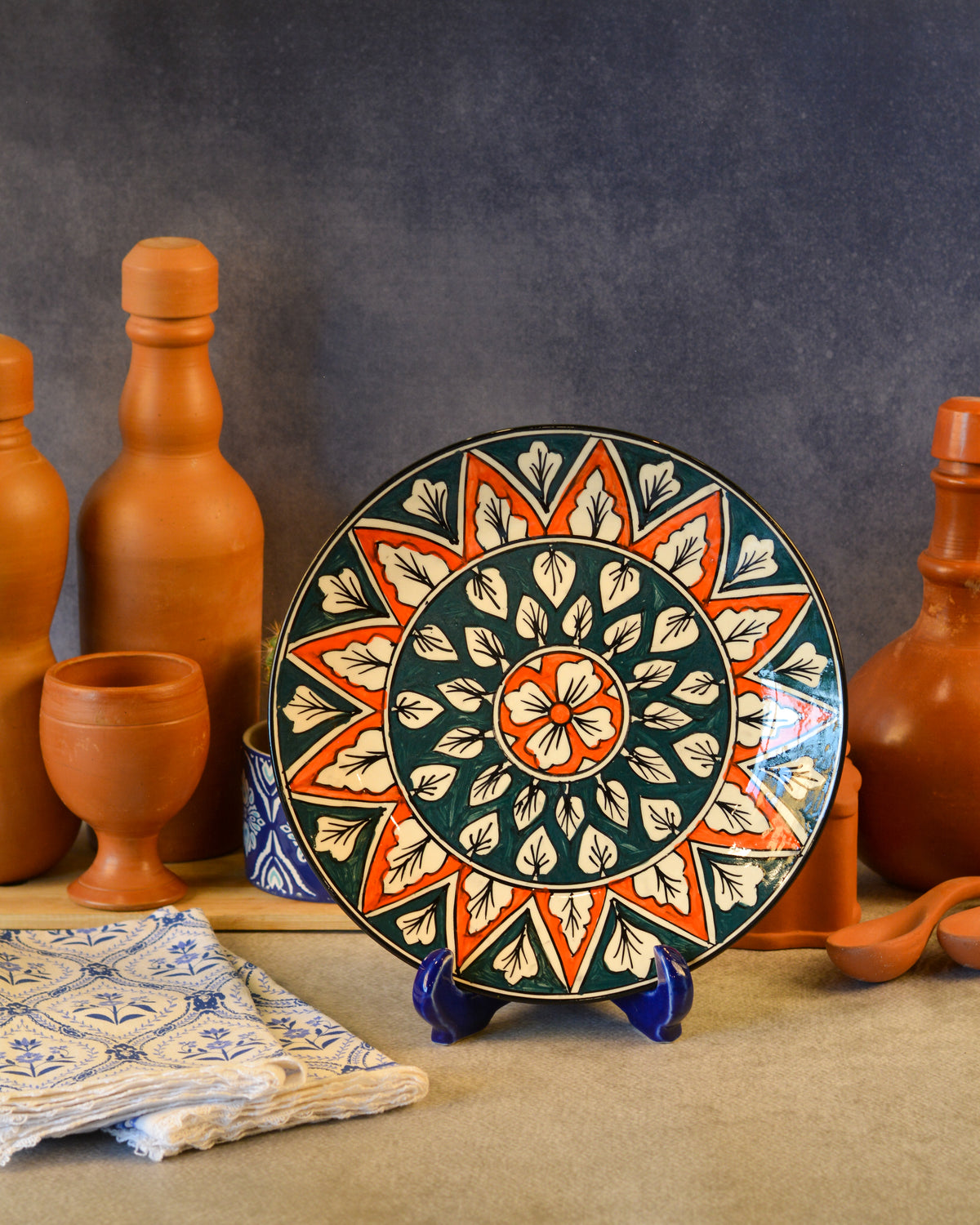 Ceramic Decorative Plate with Stand | Tabletop Display Plate for Home Décor-10 inch Plate