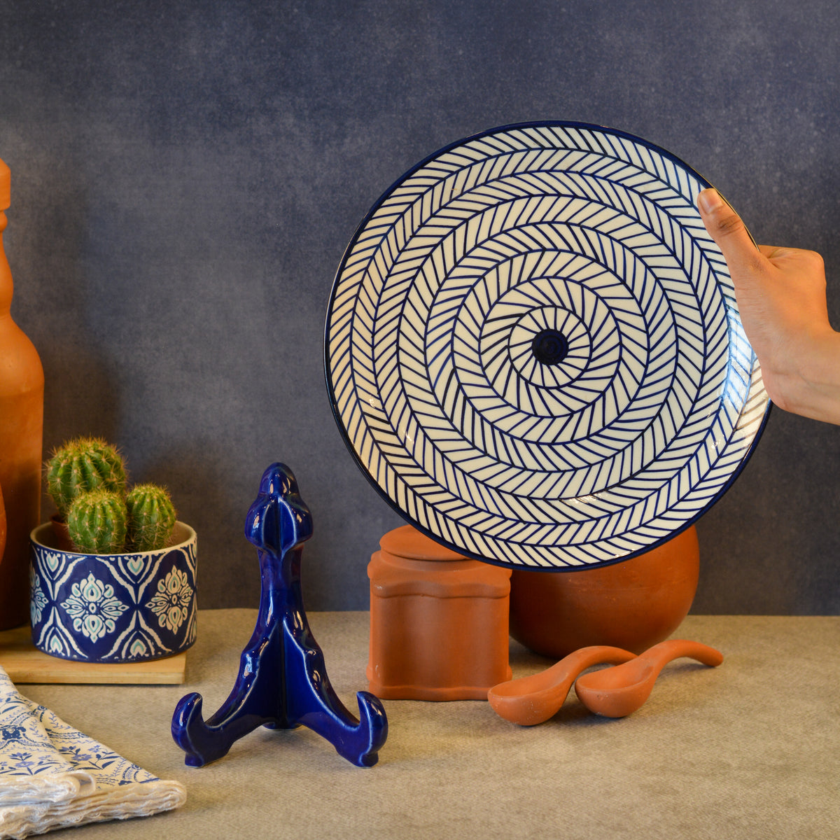Ceramic Decorative Plate with Stand | Tabletop Display Plate for Home Décor-10 inch Plate