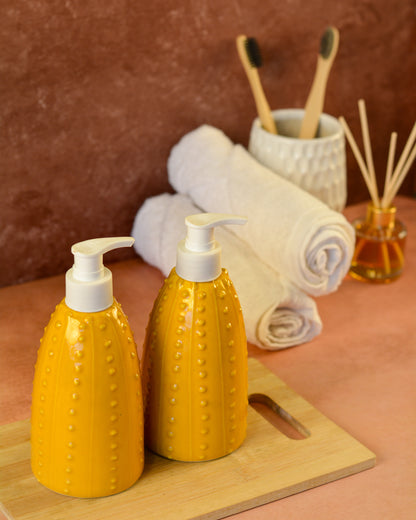 Ceramic Soap Dispenser for Wash Basin - Yellow