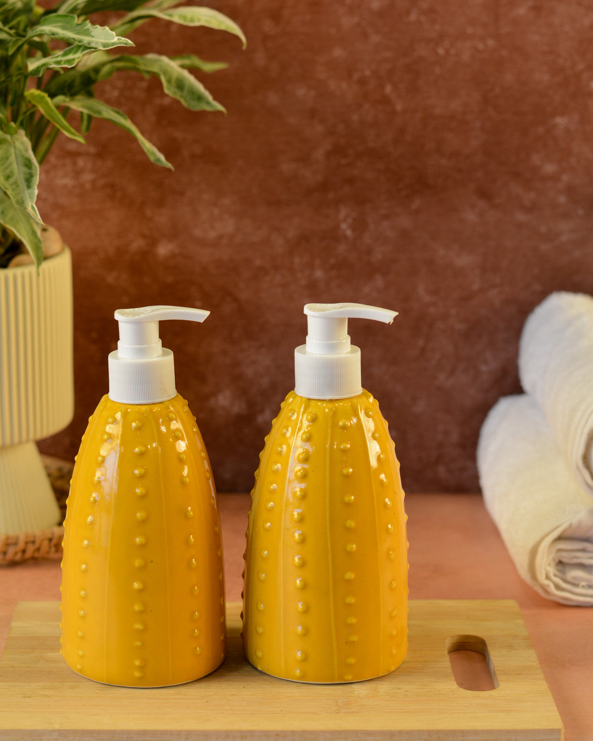 Ceramic Soap Dispenser for Wash Basin - Yellow