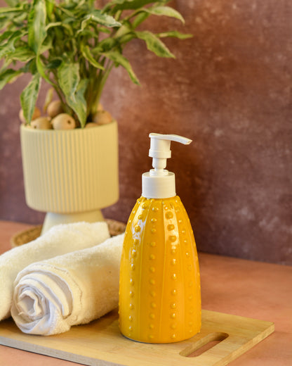 Ceramic Soap Dispenser for Wash Basin - Yellow