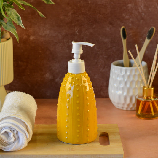 Ceramic Soap Dispenser for Wash Basin - Yellow