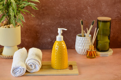 Ceramic Soap Dispenser for Wash Basin - Yellow