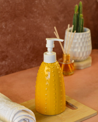 Ceramic Soap Dispenser for Wash Basin - Yellow