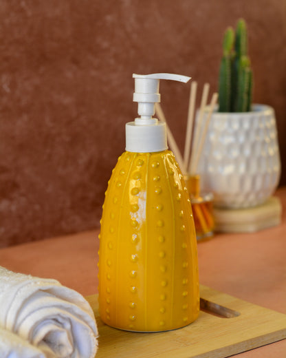 Ceramic Soap Dispenser for Wash Basin - Yellow