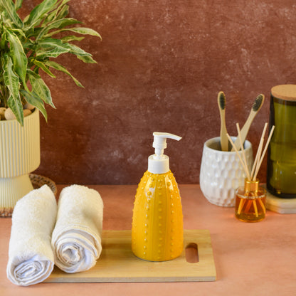 Ceramic Soap Dispenser for Wash Basin - Yellow