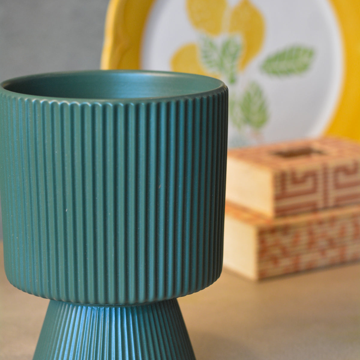 Ceramic Planter for Tabletop & Home Décor, 4 Inch, Teal
