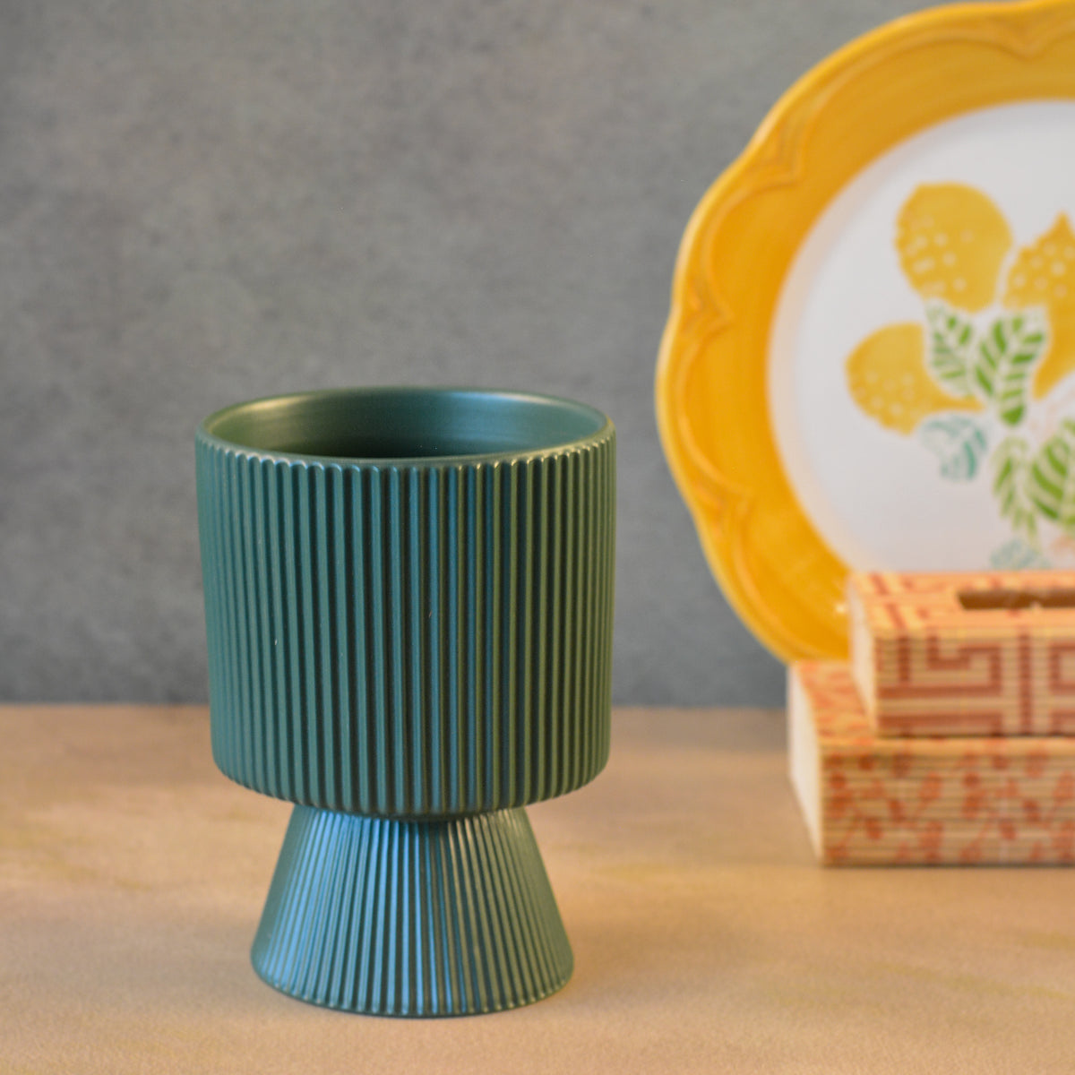 Ceramic Planter for Tabletop & Home Décor, 4 Inch, Teal