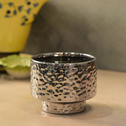 Hammered Texture Ceramic Planter, 4.5 Inch | Decorative Indoor Plant Pot