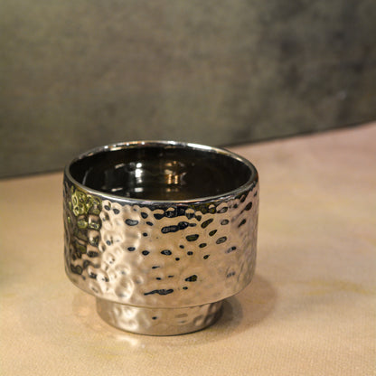 Hammered Texture Ceramic Planter, 4.5 Inch | Decorative Indoor Plant Pot