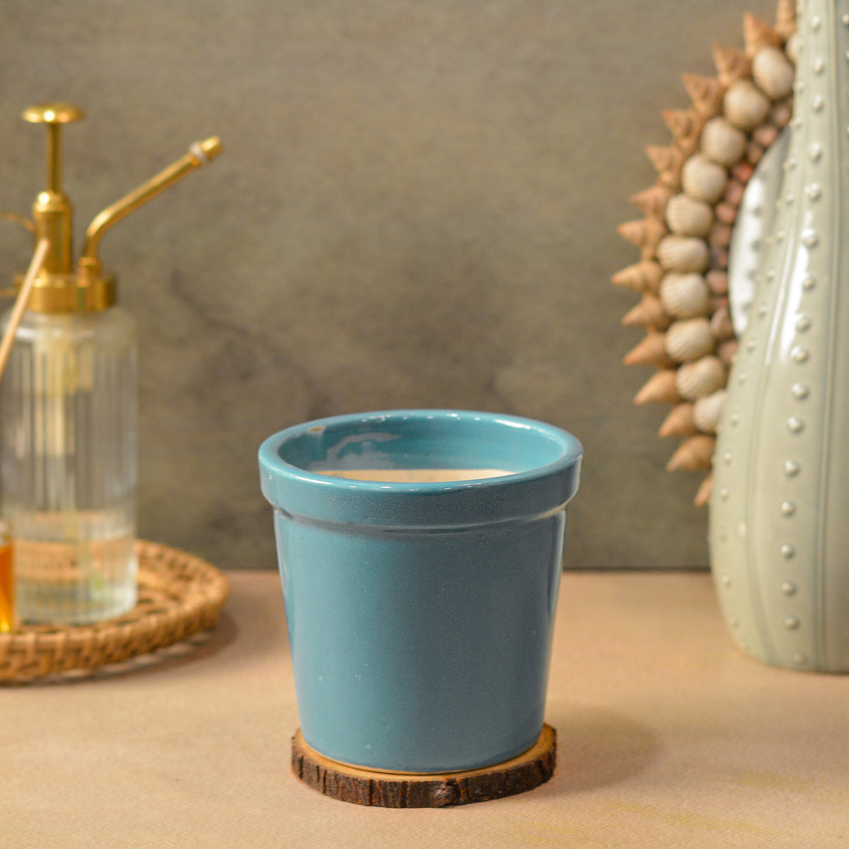 Glossy Texture Ceramic Planter, 4 Inch
