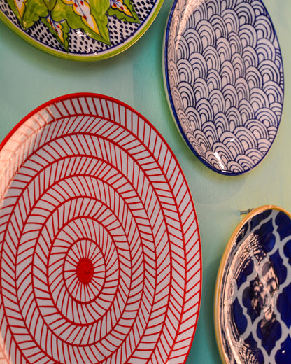 Handpainted Ceramic Wall Plates Set of 6 | Home Wall Décor & Wall Hanging Art