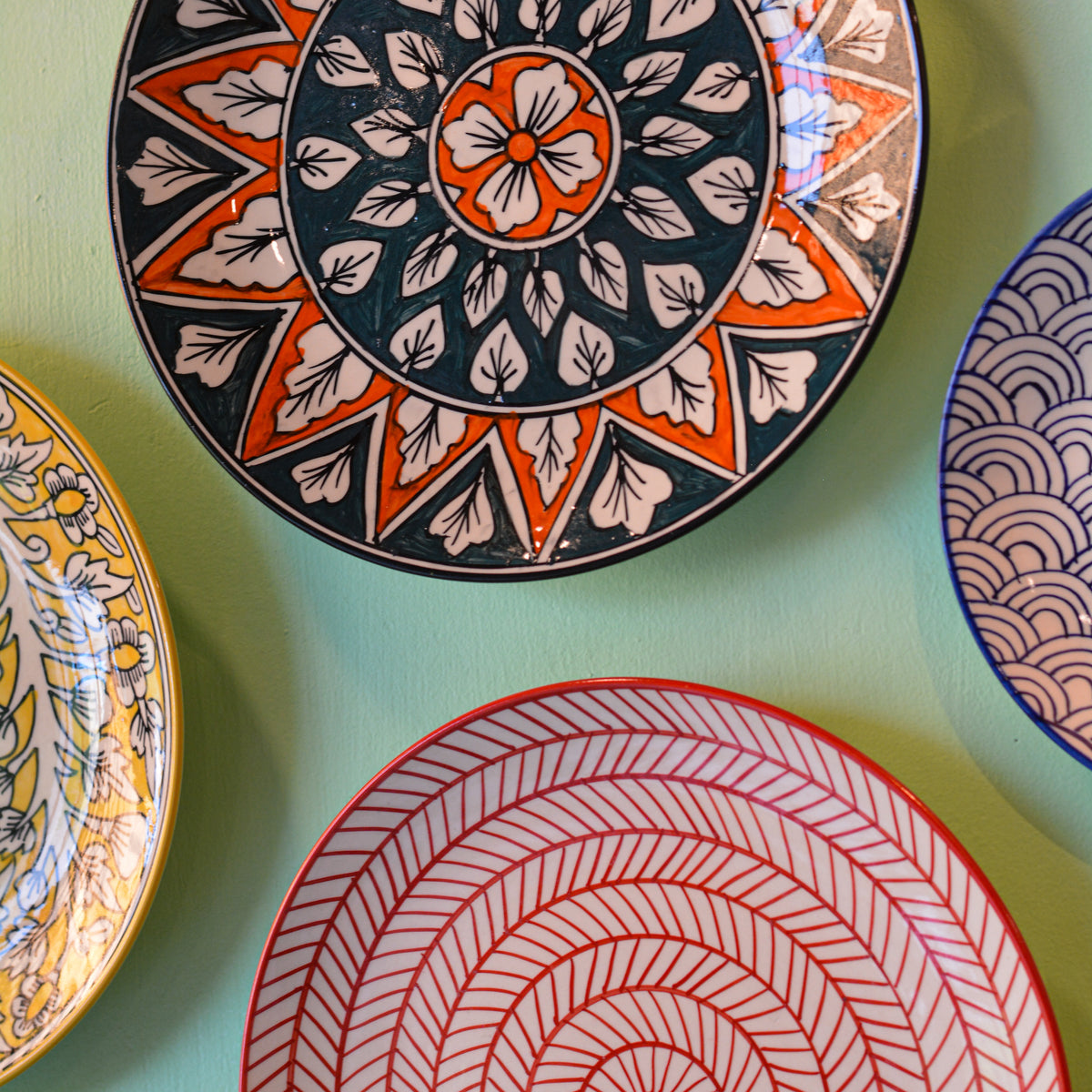 Ceramic Wall Plates Set of 6 | Wall Hanging Art for Living Room, Bedroom & Office