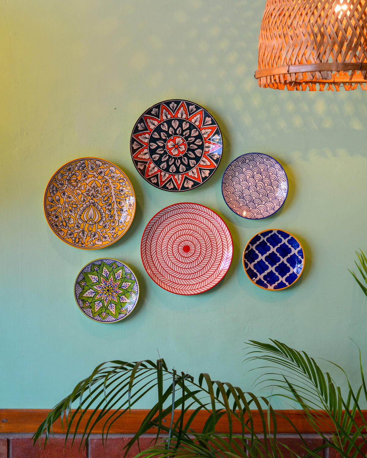 Ceramic Wall Plates Set of 6 | Wall Hanging Art for Living Room, Bedroom & Office