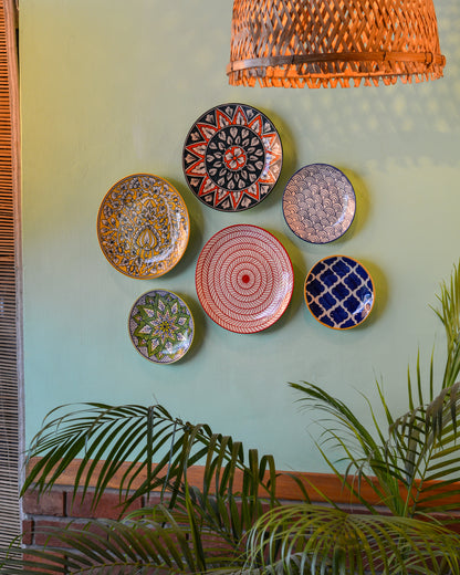 Ceramic Wall Plates Set of 6 | Wall Hanging Art for Living Room, Bedroom & Office