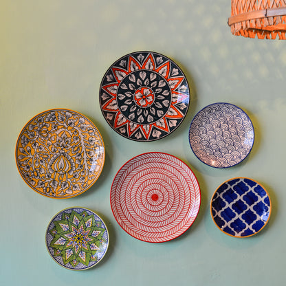 Ceramic Wall Plates Set of 6 | Wall Hanging Art for Living Room, Bedroom & Office