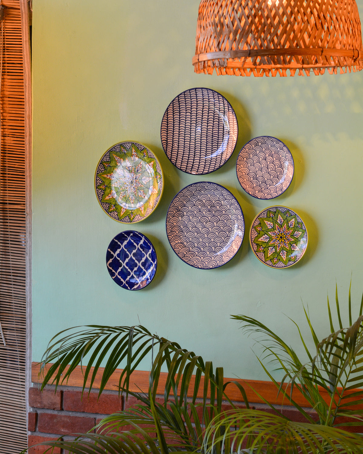 Ceramic Wall Plates Set of 6 | Wall Hanging Art for Living Room, Bedroom & Office