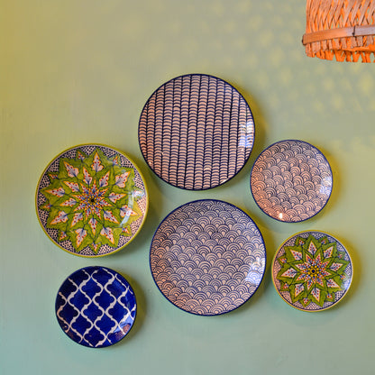 Ceramic Wall Plates Set of 6 | Wall Hanging Art for Living Room, Bedroom & Office