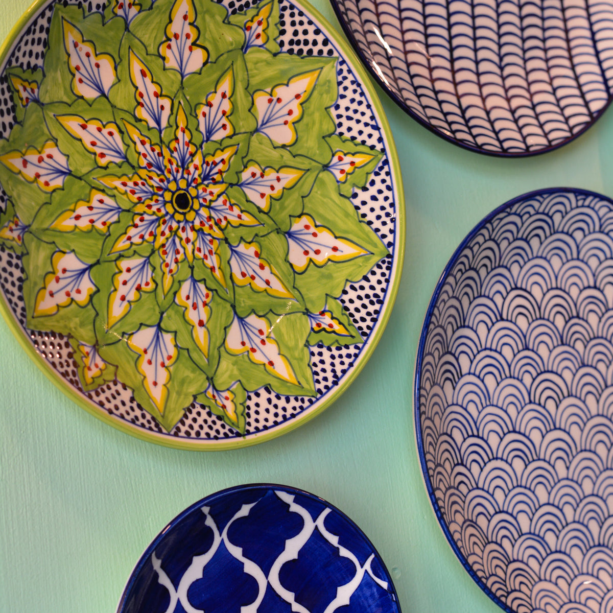 Ceramic Wall Plates Set of 6 | Wall Hanging Art for Living Room, Bedroom & Office