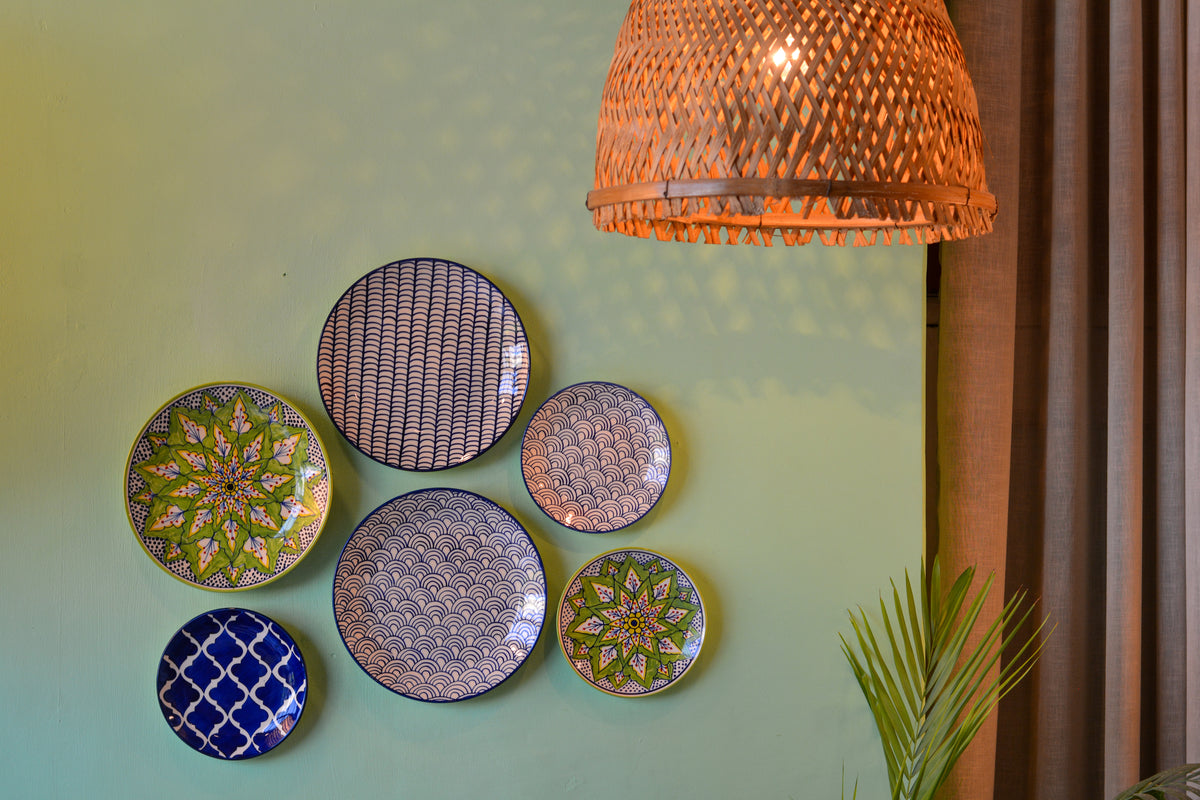 Ceramic Wall Plates Set of 6 | Wall Hanging Art for Living Room, Bedroom & Office