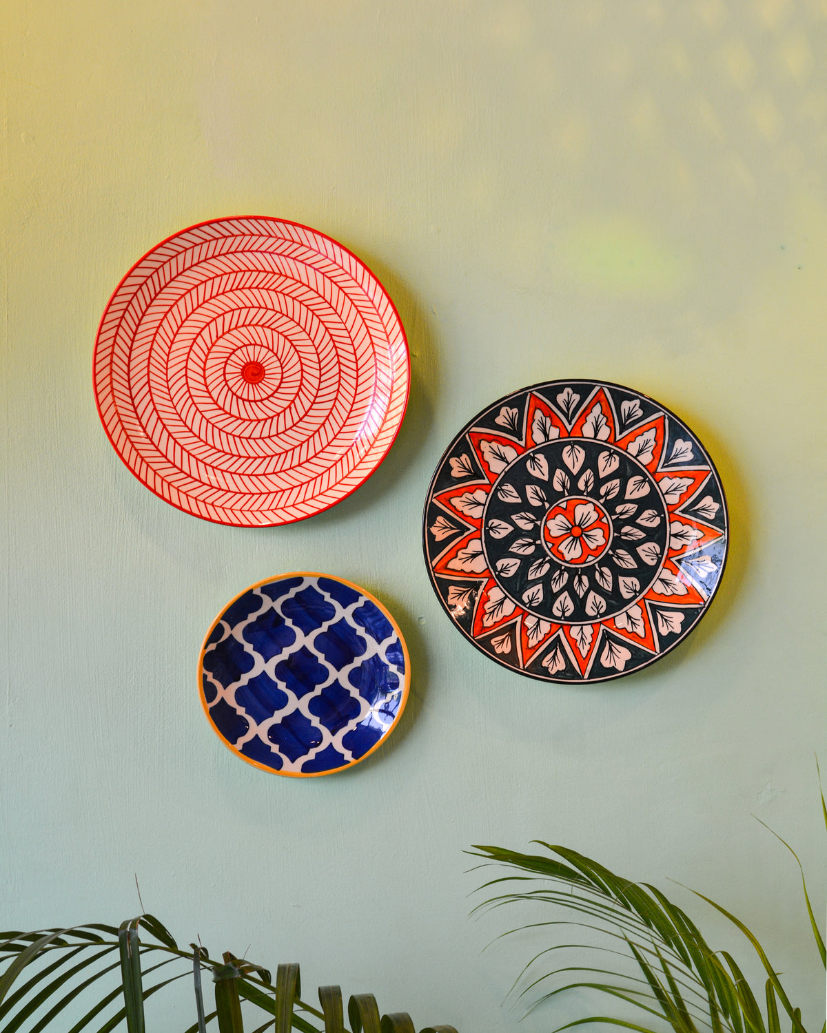 Decorative Wall Plates Set of 3 | Ceramic Wall Hanging Plates
