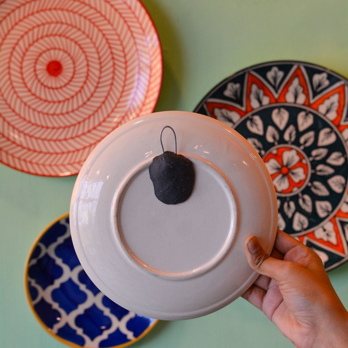 Ceramic Wall Plates Set of 6 | Handpainted Wall Decor Plates for Home Decor