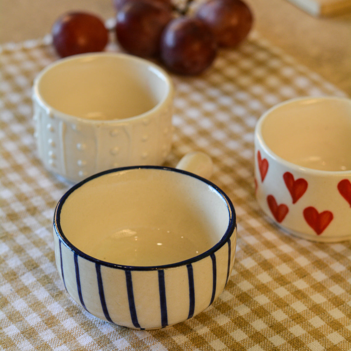 Ceramic Combo Chutney Bowl | Small Dip Bowls with Handles - Set of 3