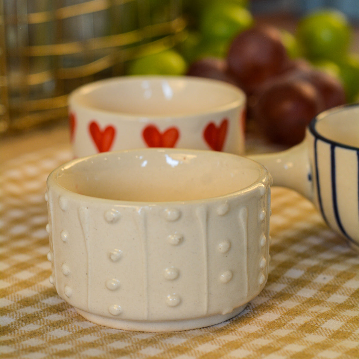 Ceramic Combo Chutney Bowl | Small Dip Bowls with Handles - Set of 3