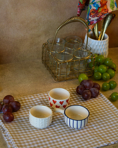 Ceramic Combo Chutney Bowl | Small Dip Bowls with Handles - Set of 3