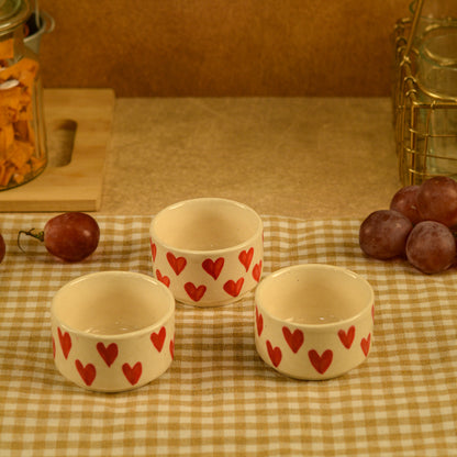 Heart Shaped  Dip & Chutney Bowls & Snack Serving