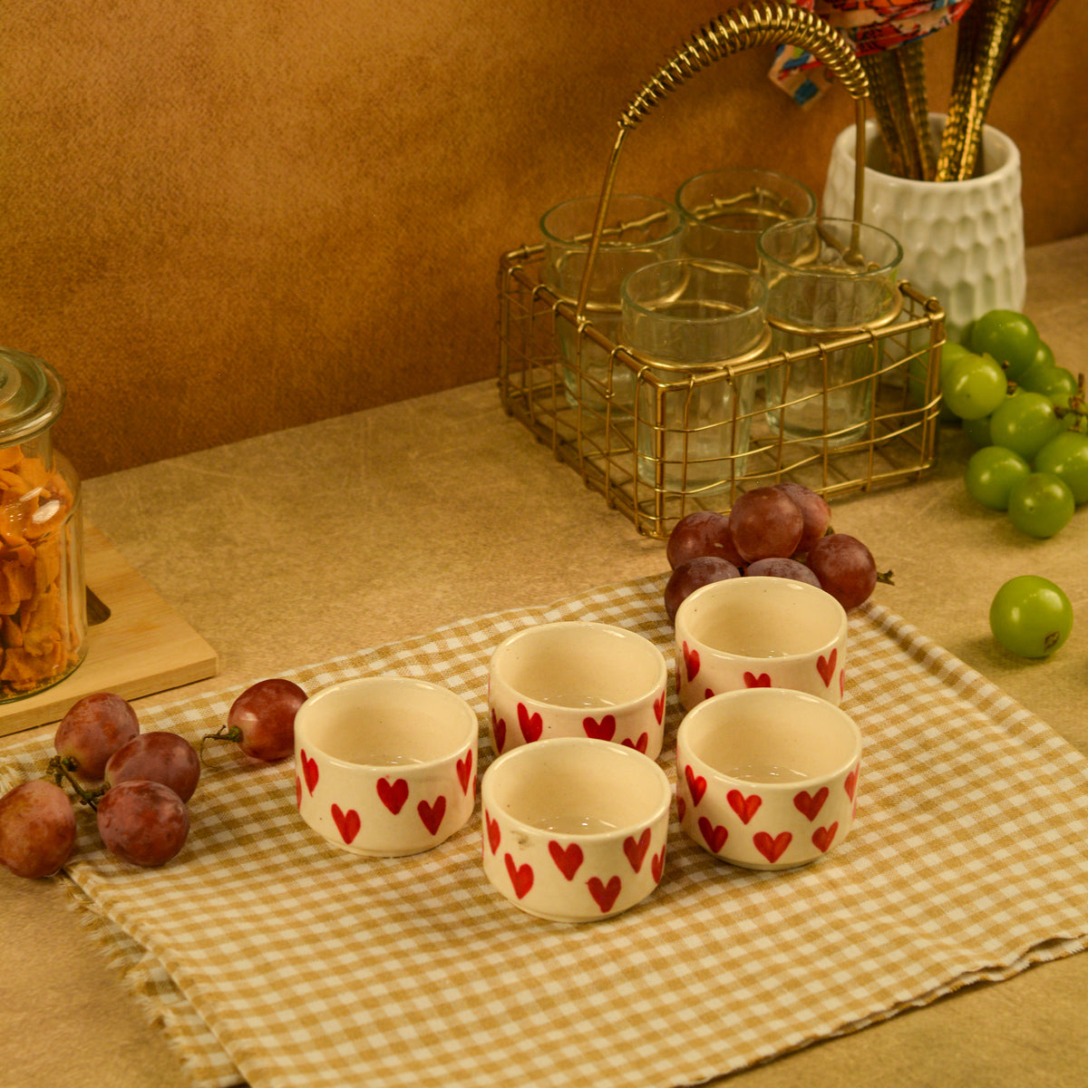 Heart Shaped  Dip & Chutney Bowls & Snack Serving
