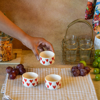 Heart Shaped  Dip & Chutney Bowls & Snack Serving
