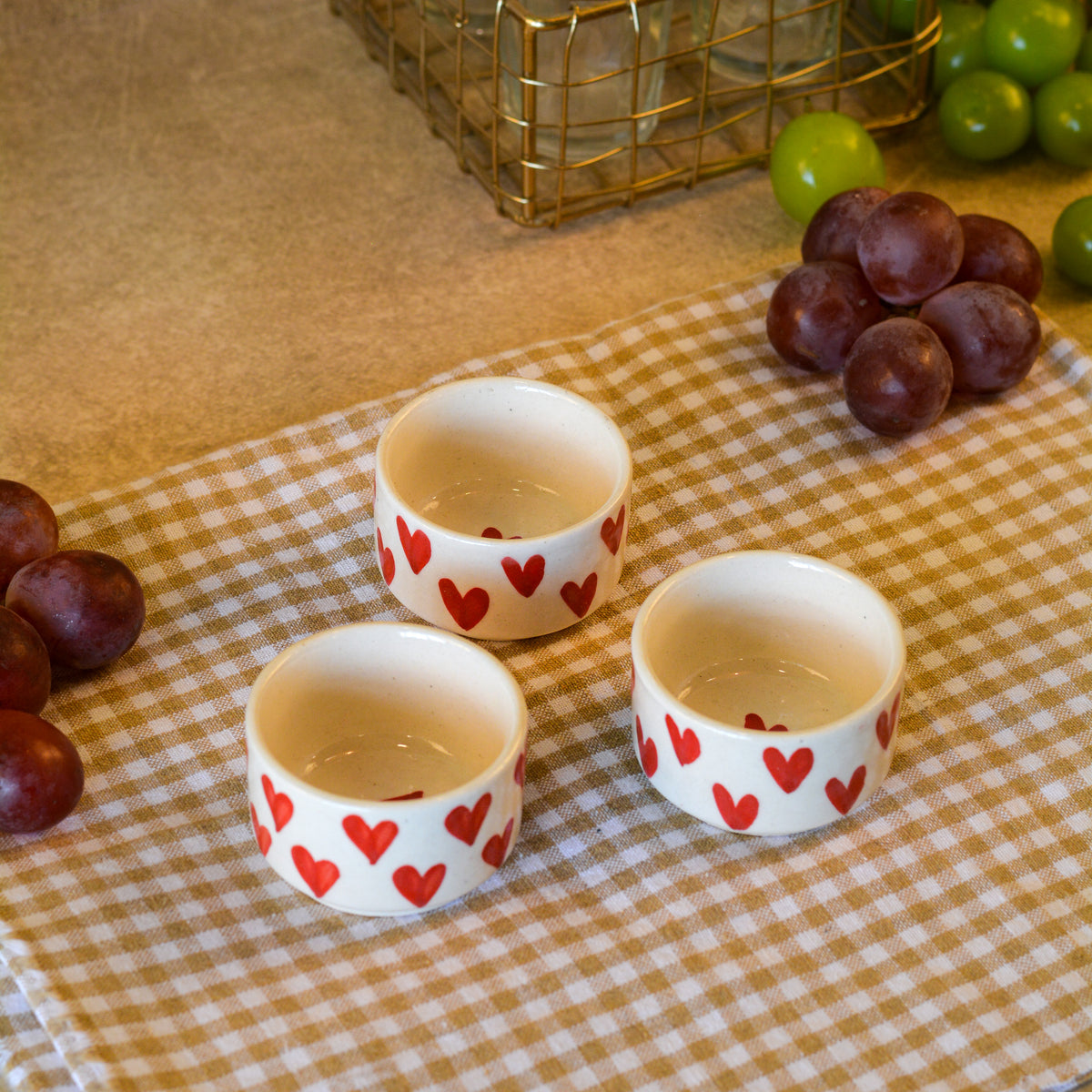 Heart Shaped  Dip & Chutney Bowls & Snack Serving