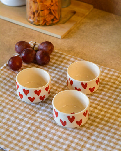 Heart Shaped  Dip & Chutney Bowls & Snack Serving